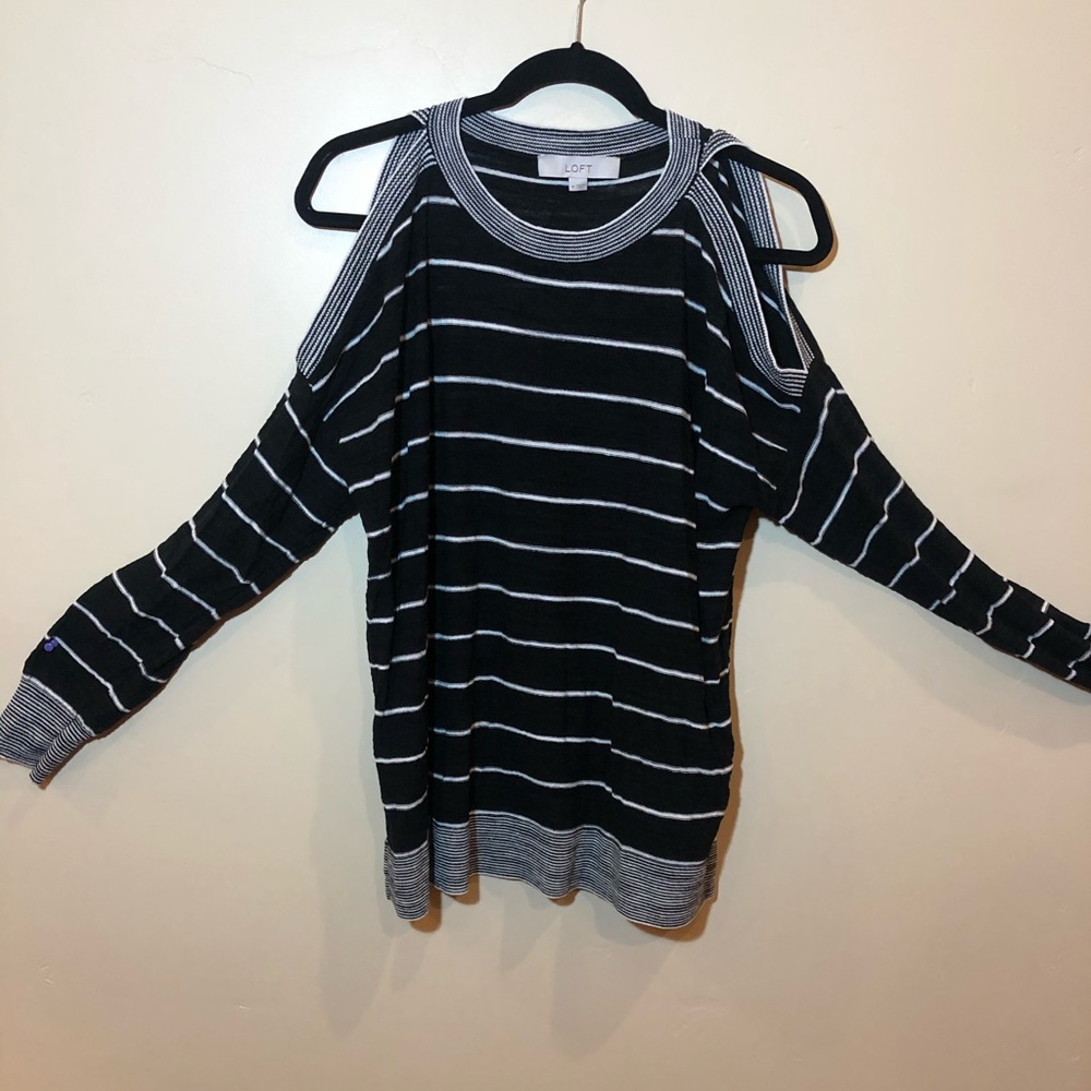 Black and white cut out sleeve sweater